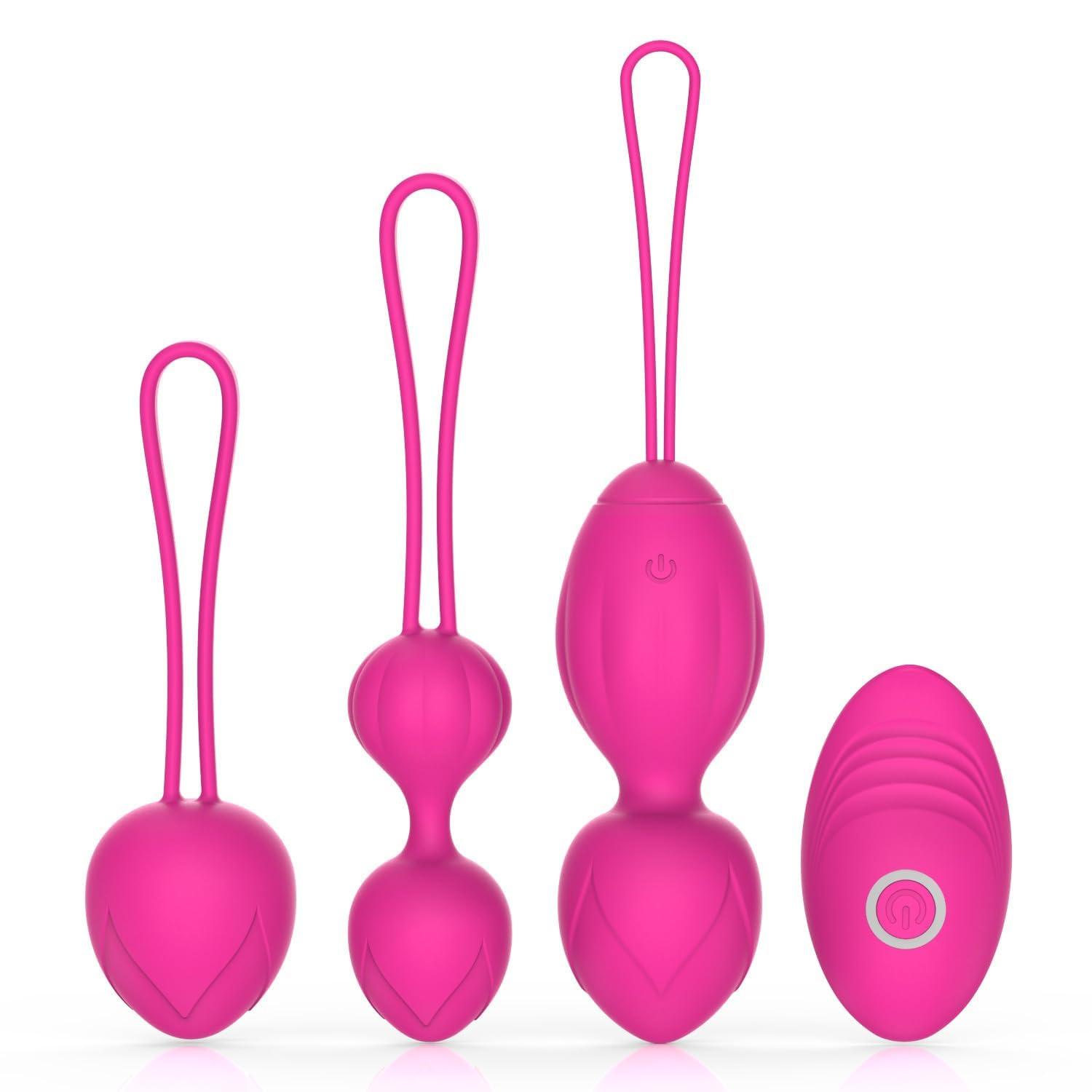CFOOW Kegel Exercise, Set of 3 Silicone Kegel Weight Balls,Pelvic Floor Muscle Exercise, Ben was Balls for Women,Recommended Kegel Ball for Beginners and Advanced - Rose