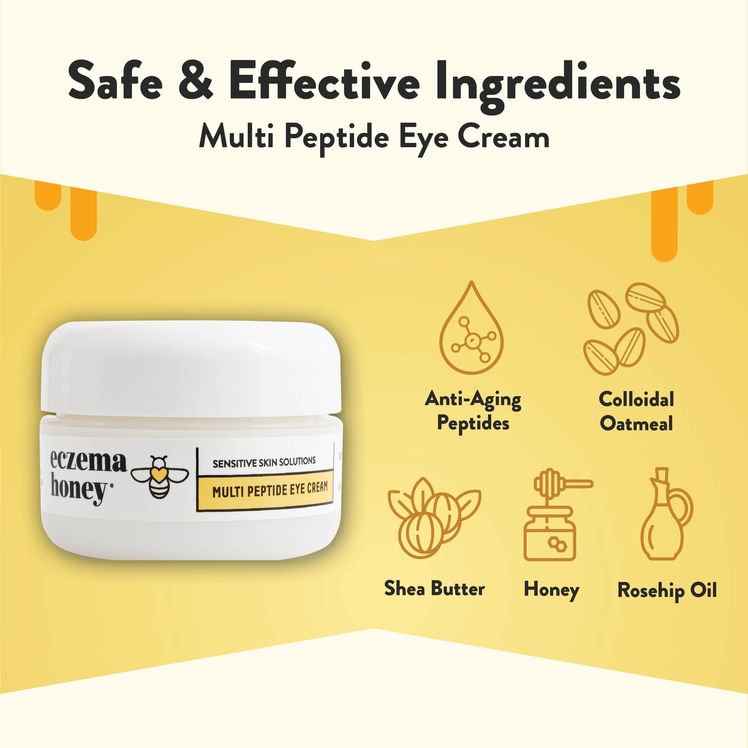 ECZEMA HONEY ECZEMA HONEY Multi Peptide Eye Cream - Anti Aging Eye Cream for Dark Circles & Puffiness - Facial Skin Care Products for Eczema, Dry & Sensitive Skin (0.5 Oz)