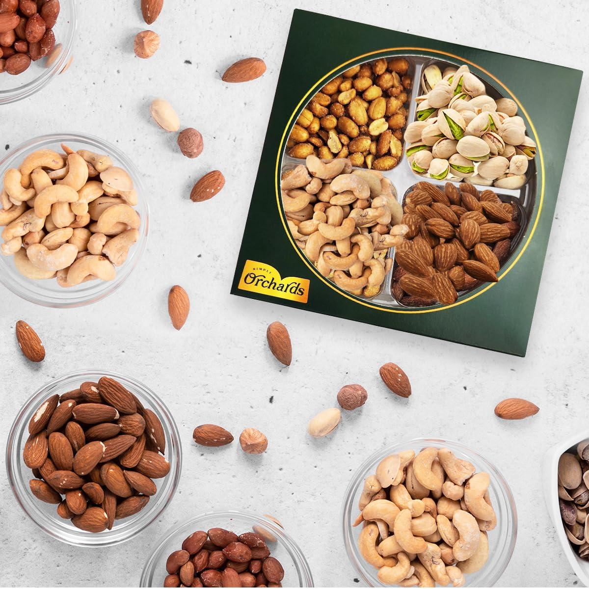 Simple Orchards Nuts Gift Basket - Gift Basket of Cravings Gourmet Nuts Collection, Healthy Kosher Snacks, Premium Mixed Nuts Gift Box Bouquet Platter Perfect for Holiday Gifts.