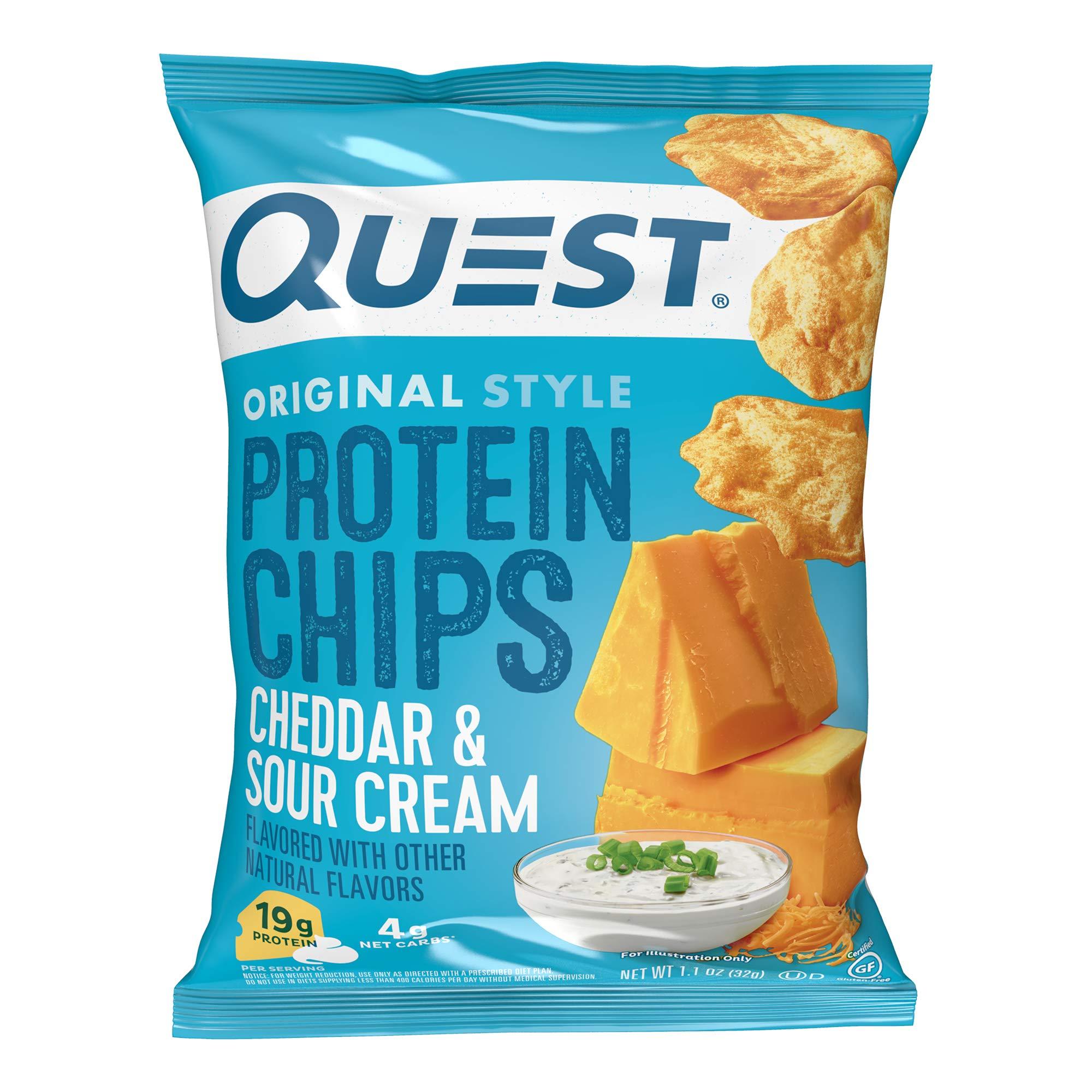 Quest Nutrition Quest Nutrition Protein Chips, Sour Cream & Onion, High Protein, Low Carb, Pack of 12 & Protein Chips, Cheddar & Sour Cream, High Protein, Low Carb, 1.1 Ounce (Pack of 12)