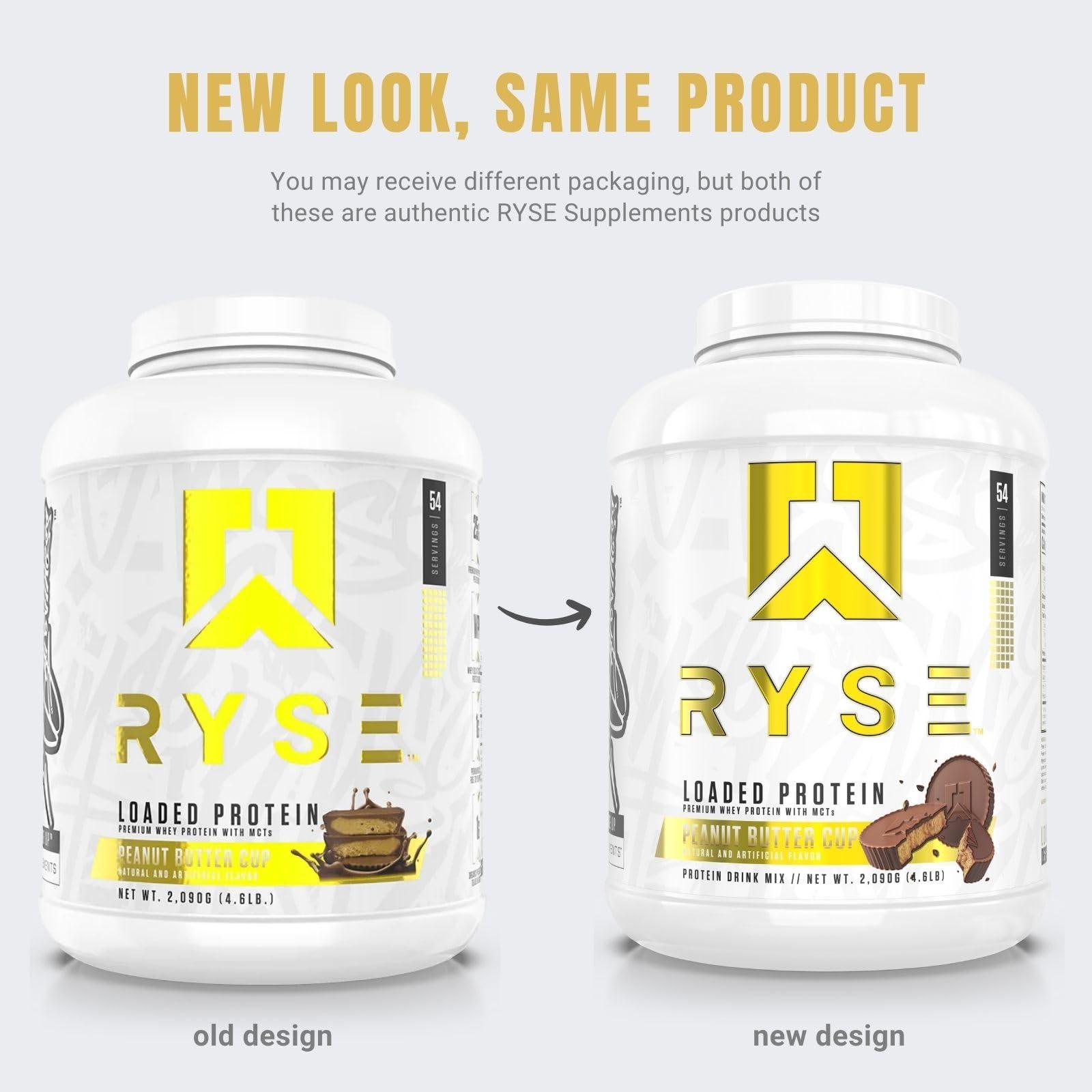 RYSE Up Supplements Ryse Loaded Protein Powder | 25g Whey Protein Isolate & Concentrate | with Prebiotic Fiber & MCTs | Low Carbs & Low Sugar | 54 Servings (Peanut Butter Cup)