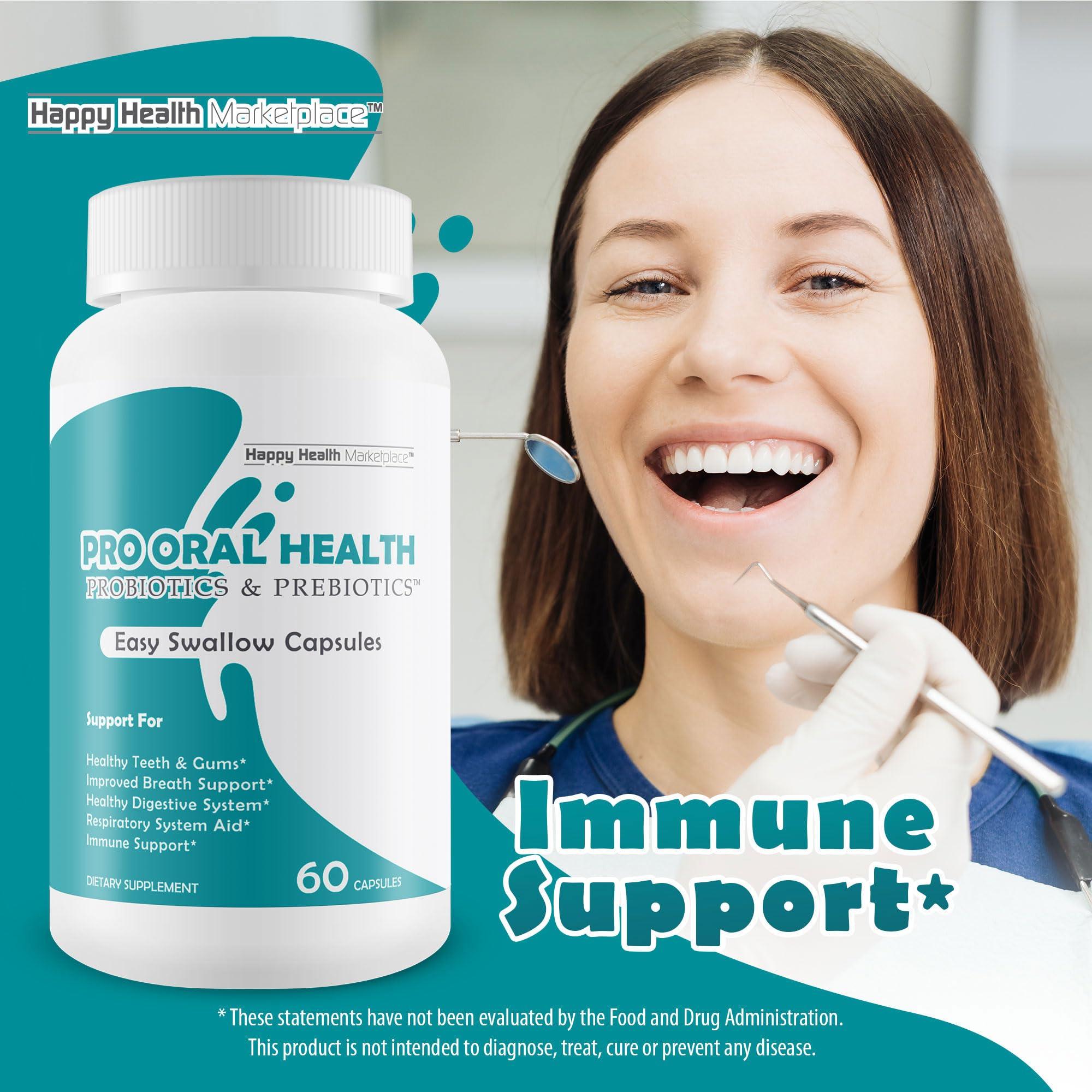 Generic Pro Oral Health Probiotics & Prebiotics - Oral Probiotics for Mouth & Bad Breath - Easy Swallow Capsules - Our Best Oral Health Probiotics Bad Breath Blend - 40 Billion CFU