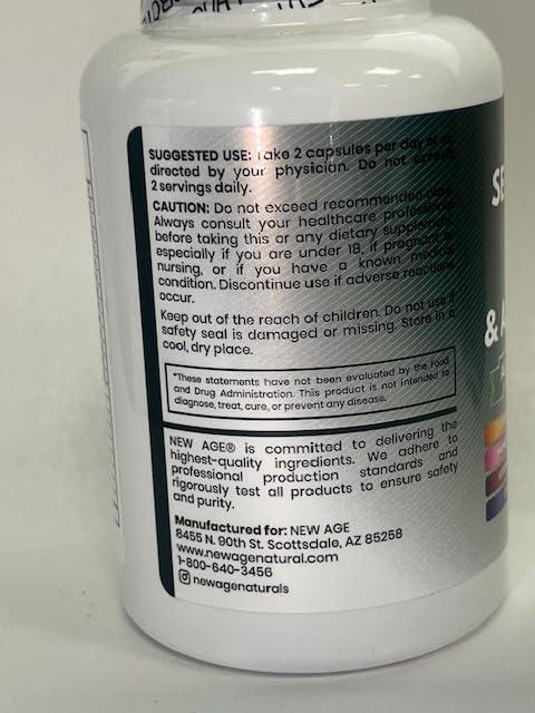 NEW AGE Selenium, Zinc, Iodine, L Tyrosine, Ashwagandha - Thyroid Support Supplement for Women and Men with Bladderwrack, Turmeric, Silica Kelp, Schisandra - 60 Count