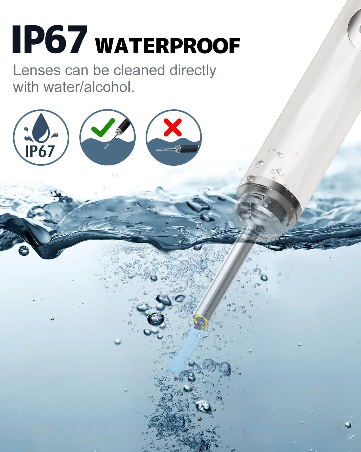 Right Ear Wax Removal, Ear Cleaner with Camera and Light, Ear Wax Removal Kit with 1296P Otoscope, Ear Cleaning Tool with 6 Ear Spoon, Ear Camera for iPhone & Android Phones,White