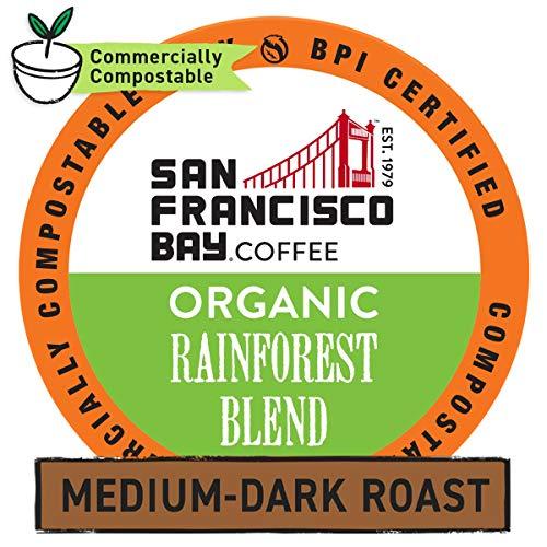 SAN FRANCISCO BAY San Francisco Bay Compostable Coffee Pods - Organic Rainforest Blend (12 Ct) K Cup Compatible including Keurig 2.0, Medium Dark Roast