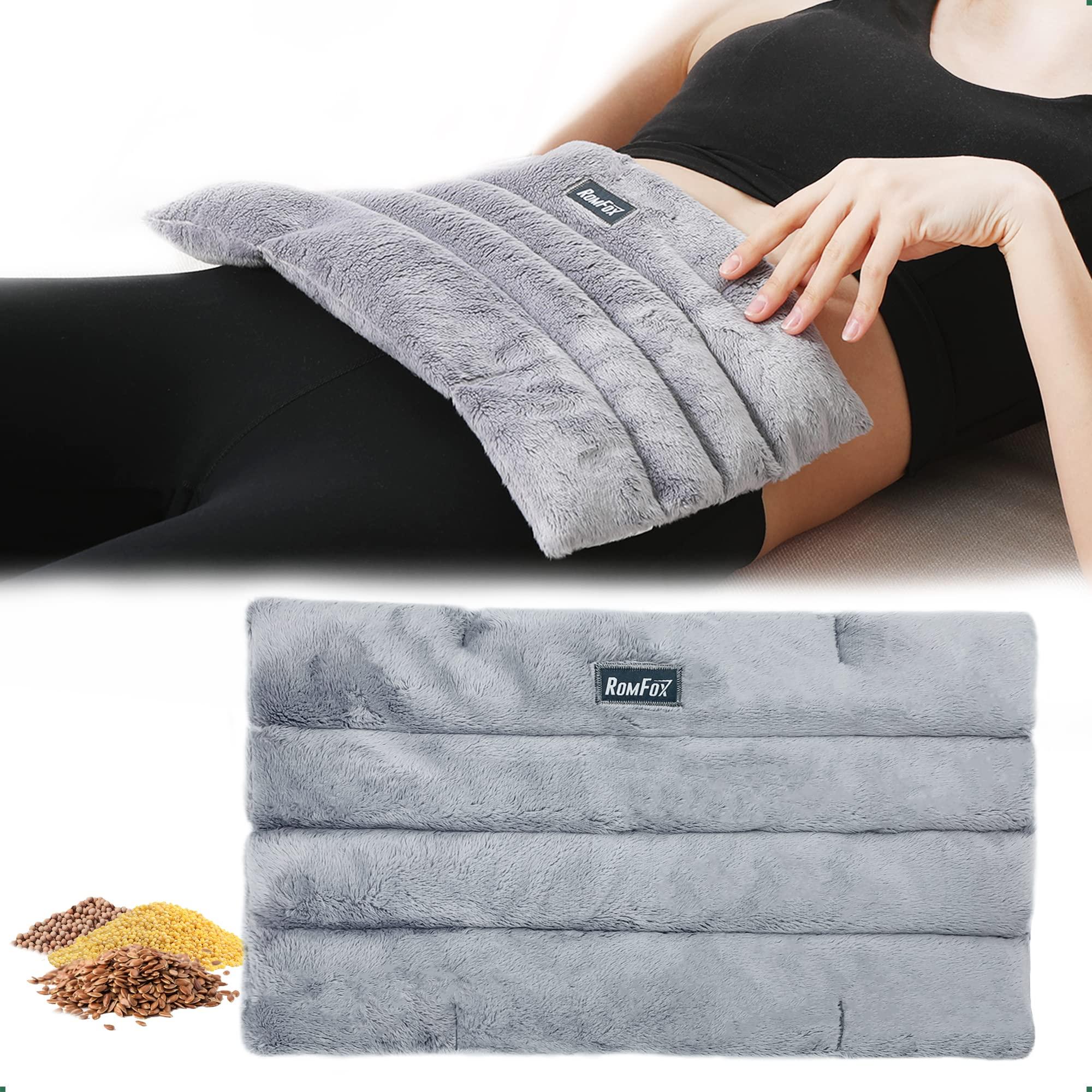 Romfox Romfox Microwavable Heating Pad for Pain Relief, Moist Heat for Menstrual Cramps, Muscles, Joints, Back, Neck and Shoulders, Heat Compress Pillow, for Both Hot and Cold Therapy (Grey - Unscented)