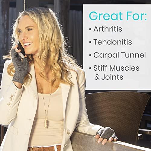 Vive Vive Arthritis Gloves with Grips - Men & Women Textured Fingerless Compression - Open Finger Hand Gloves for Rheumatoid and Osteoarthritis - Arthritic Joint Pain Relief for Computer Typing (Medium)