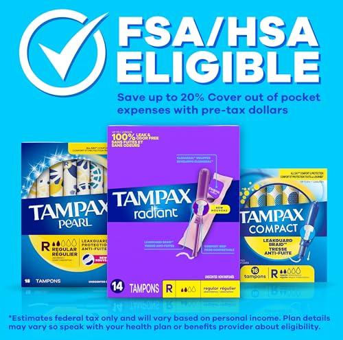 Tampax Tampax Pearl Tampons Ultra Absorbency with BPA-Free Plastic Applicator and LeakGuard Braid, Unscented, 32 Count