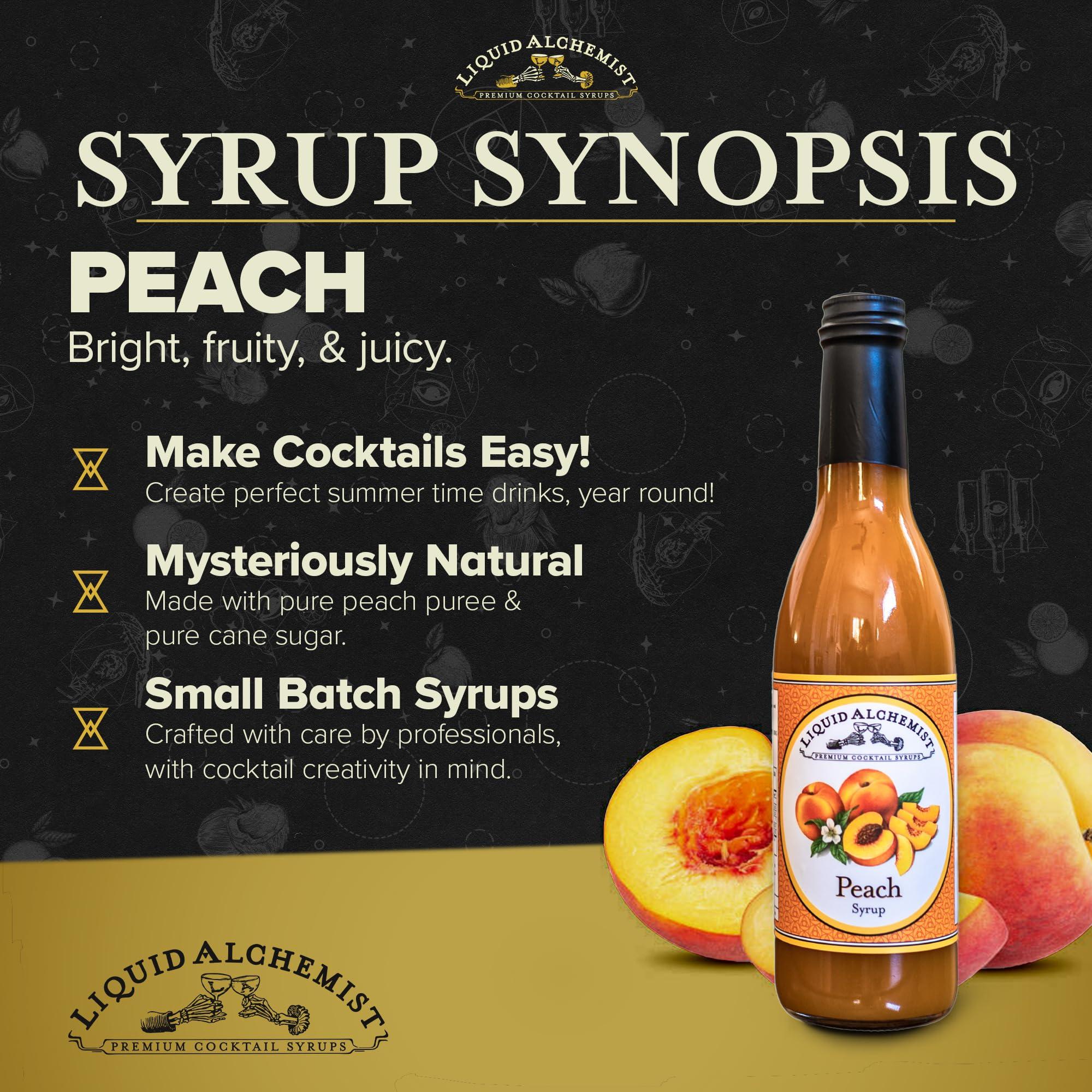Liquid Alchemist Liquid Alchemist Peach Syrup for Drinks - Real Ingredients Make our Peach Puree for Cocktails a Perfect Peach Bellini Mix - Our Peach Flavoring Syrup is Non-GMO & Vegan - Peach Cocktail Syrup (25 oz)