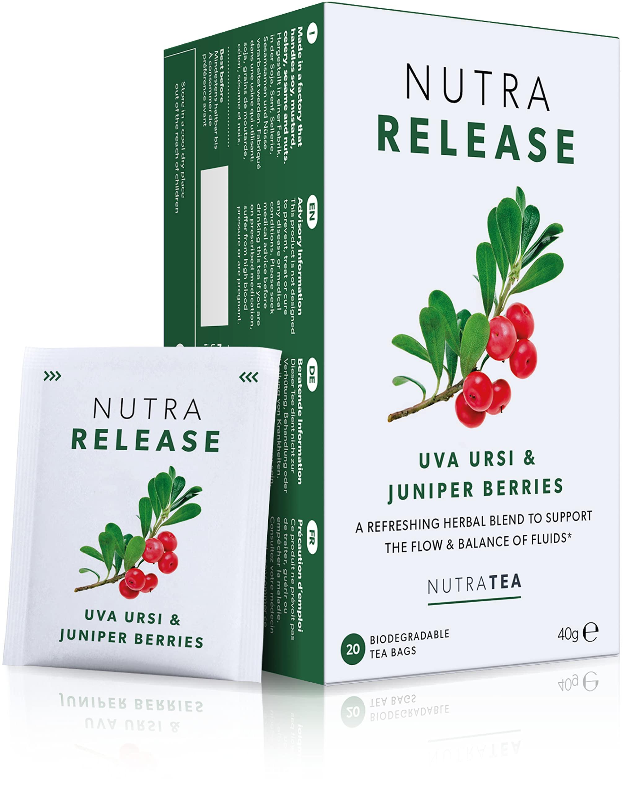 Nutra Tea NUTRARELEASE - Water Retention Tea | Bloated Stomach Tea - Natural Diuretic For Water Balance - Includes Dandelion Root & Bearberry - 120 Enveloped Tea Bags - by Nutra Tea - Herbal Tea - (6 Pack)
