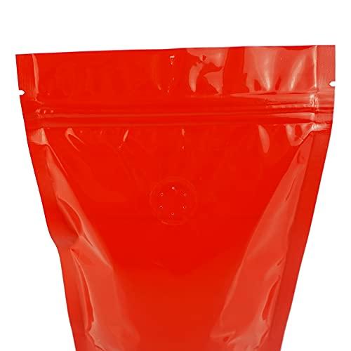 QQ Studio QQ Studio 50 Red Mylar Coffee Bags with Degassing Valve and Window, Heat Seal Stand Up Bags, 4.6 oz or 7 oz, Resealable Food Safe Coffee Pouches for Roasted Beans (4oz (5.5x7.9"))