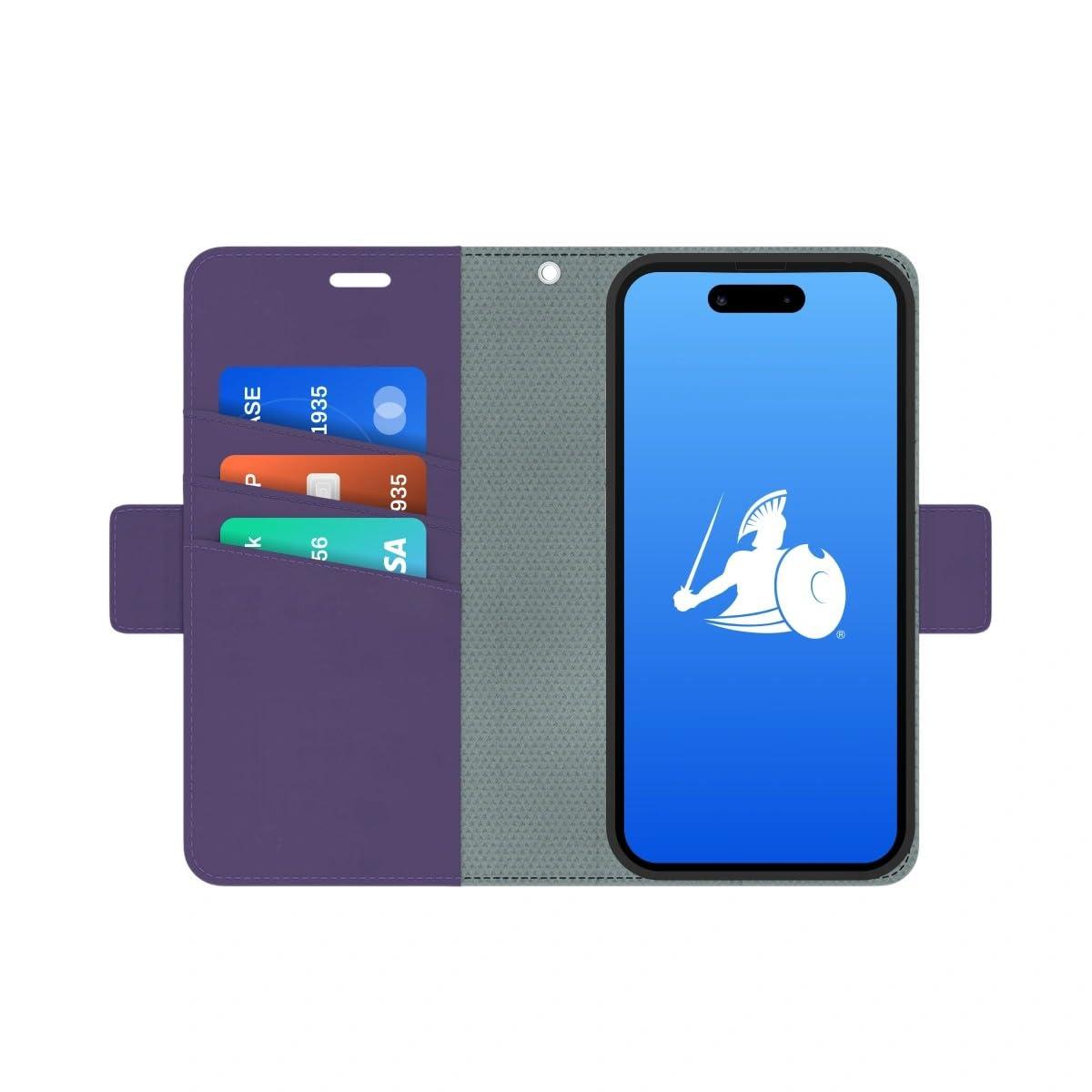 DefenderShield DefenderShield EMF Protection & 5G Anti Radiation iPhone 14 Pro Case - RFID Blocking EMF Shield Detachable Wallet Case with Magnetic Closure (Purple)