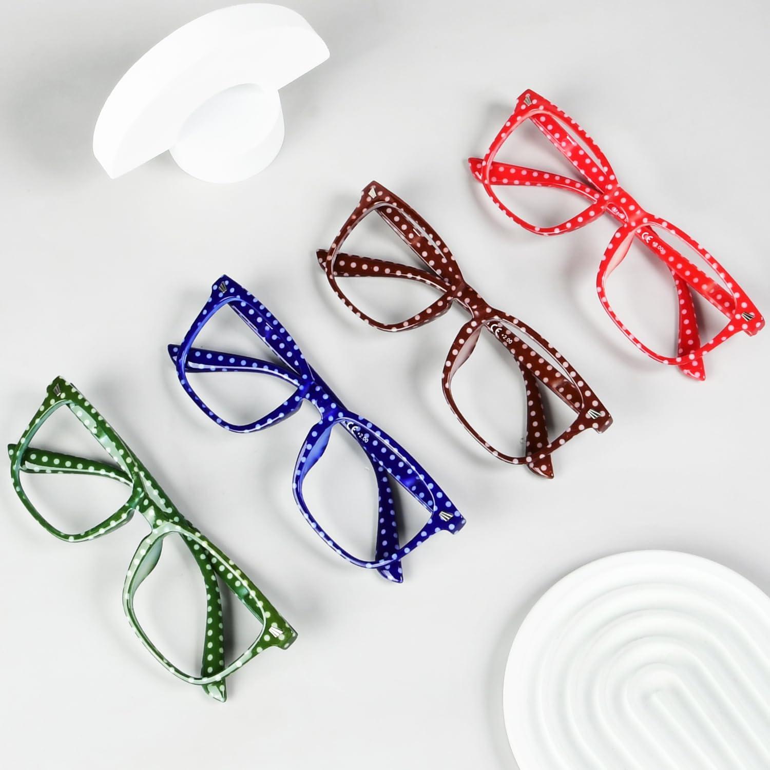 Eyekepper Eyekeppe 4 Pack Reading Glasses Polka Dots Pattern Readers for Women Reading