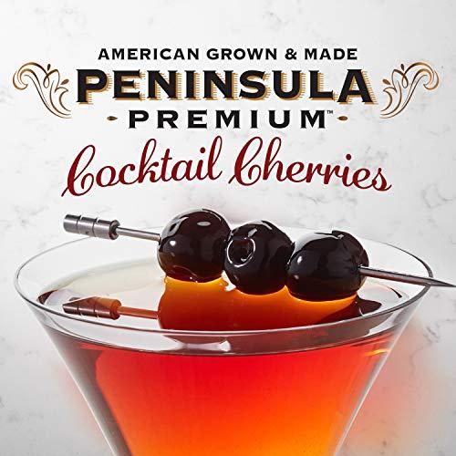 PENINSULA PREMIUM Peninsula Premium Cocktail Cherries | Award Winning | Deep Burgundy-Red | Silky Smooth, Rich Syrup | Luxe Fruit Forward, Sweet-Tart Flavor | American Grown & Made, 20 oz (2-Pack)