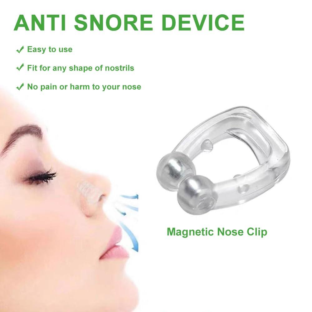 Generic Quiet Anti Snoring Devices, Comfortable Magnetic Snore Stopper, Anti Snoring Nose Clip, Effective Stop Snoring Device for a Better Sleep Apnea, Suitable for Man and Women, 4PCS