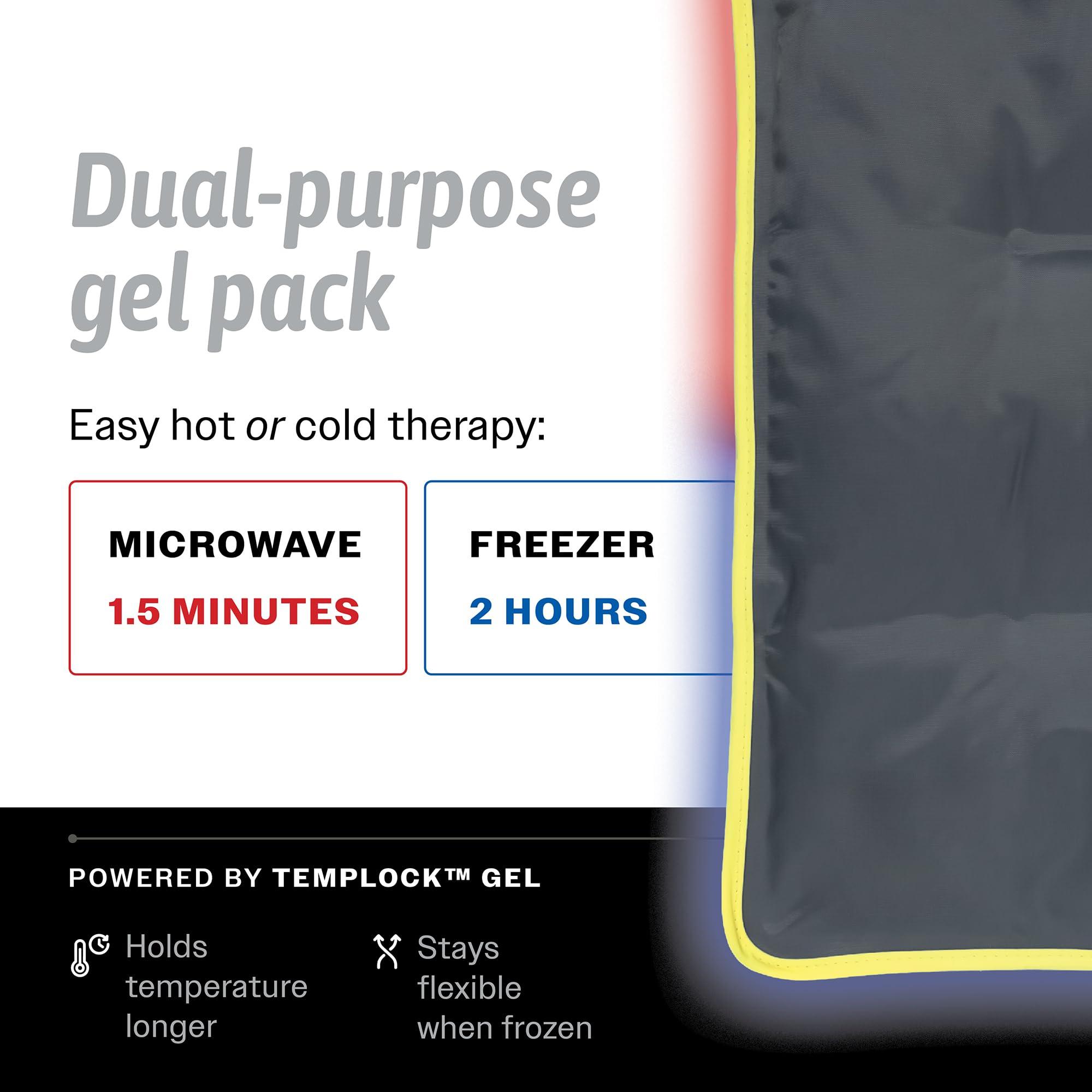 Sport Temp Reusable Gel Ice Packs - Flexible When Frozen for Injuries, Hip, Shoulder, Back, Knee - Hot & Cold Therapy Compress to Reduce Swelling, Bruises, Surgery, Heat & Cold (Black Large - 2PK -14 x 11)