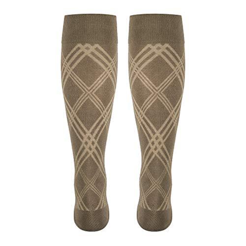 TOUCH Compression TOUCH Compression Socks for Women, 15-20 mmHg, Argyle, Cotton, 1 Pair, Tan, Large