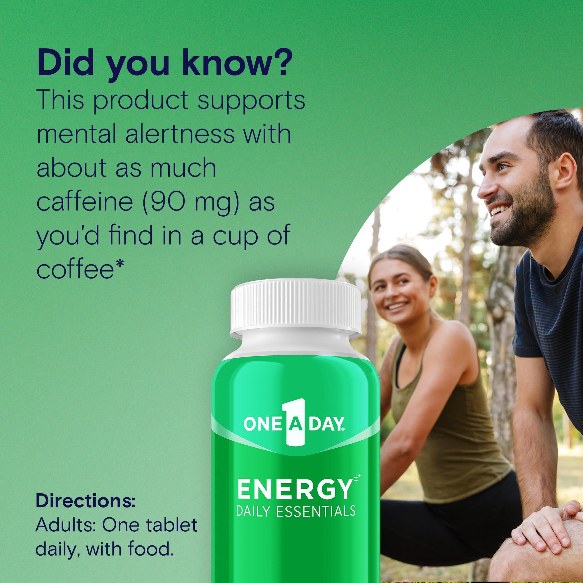 ONE A DAY One A Day Energy Daily Essentials Multivitamin, Energy Supplement to Support Physical Energy & Mental Alertness Support with Vitamin B6, Vitamin B12, Caffeine & Folic Acid, 120 Count
