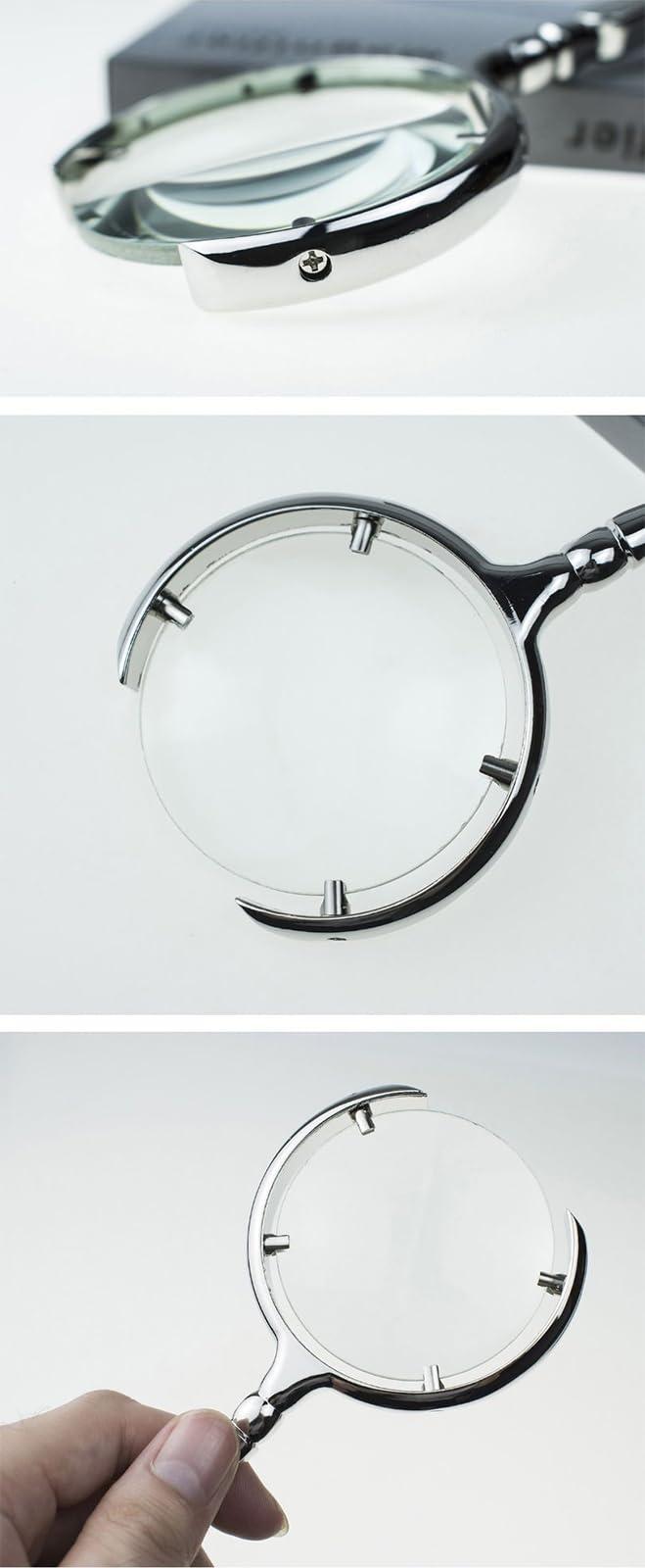 COnvow Real Glass Large Magnifying Glass - Reading Magnifier for Books -Handheld 63mm Strong High Clarity Eye Glasses for Home Learning, Reading and Fault Finding