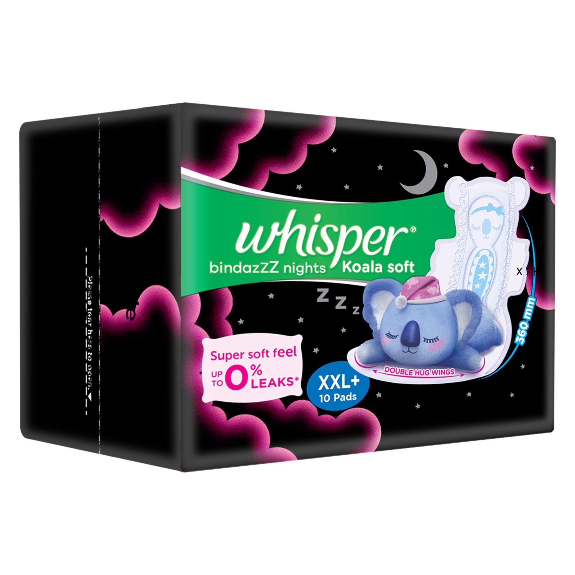 WHISPER Whisper Ultra Night Sanitary Pads for Women, XXL+ 10 Napkins
