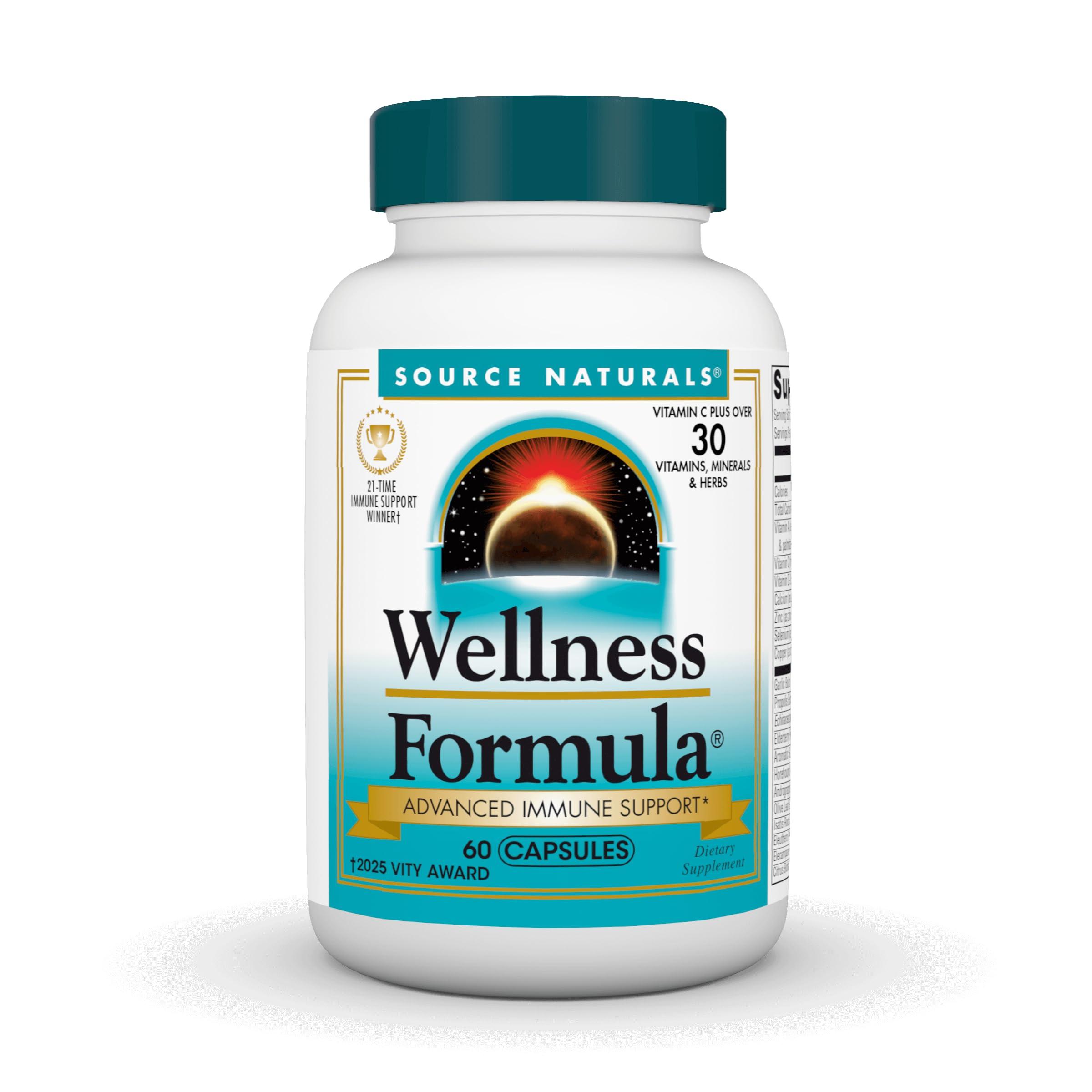 Source Naturals Source Naturals Wellness Formula Bio-Aligned Vitamins & Herbal Defense for Immune System Support - Dietary Supplement & Immunity Booster - 60 Capsules