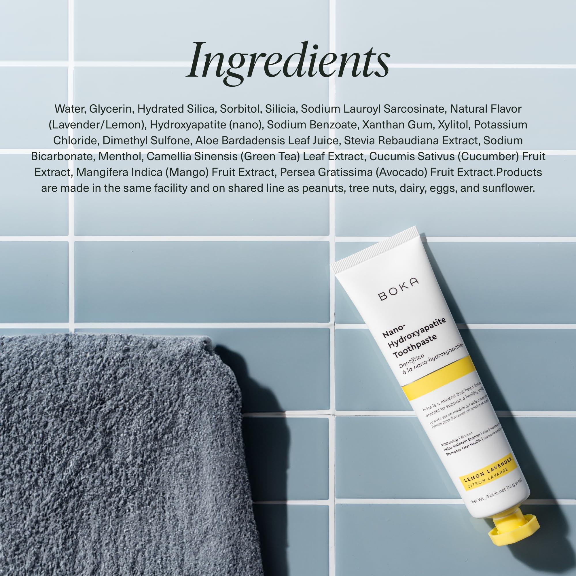Boka Boka Fluoride Free Toothpaste Nano Hydroxyapatite, Helps Remineralize, Appropriate for Sensitive Teeth, Whitening - Lemon Lavender Flavor, 4oz 3Pk - US Manufactured
