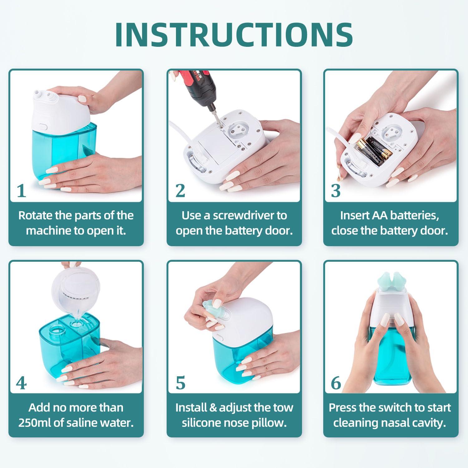 SEMIOEN SEMIOEN Nasal Irrigation System, Nasal Rinse Machine, Sinus Rinse Machine, Sinus Cleaner Machine with Water Tank & Waste Collection Tank - Nose Cleaner for Sinus,Sinus Adult,Allergy Relief - Grey