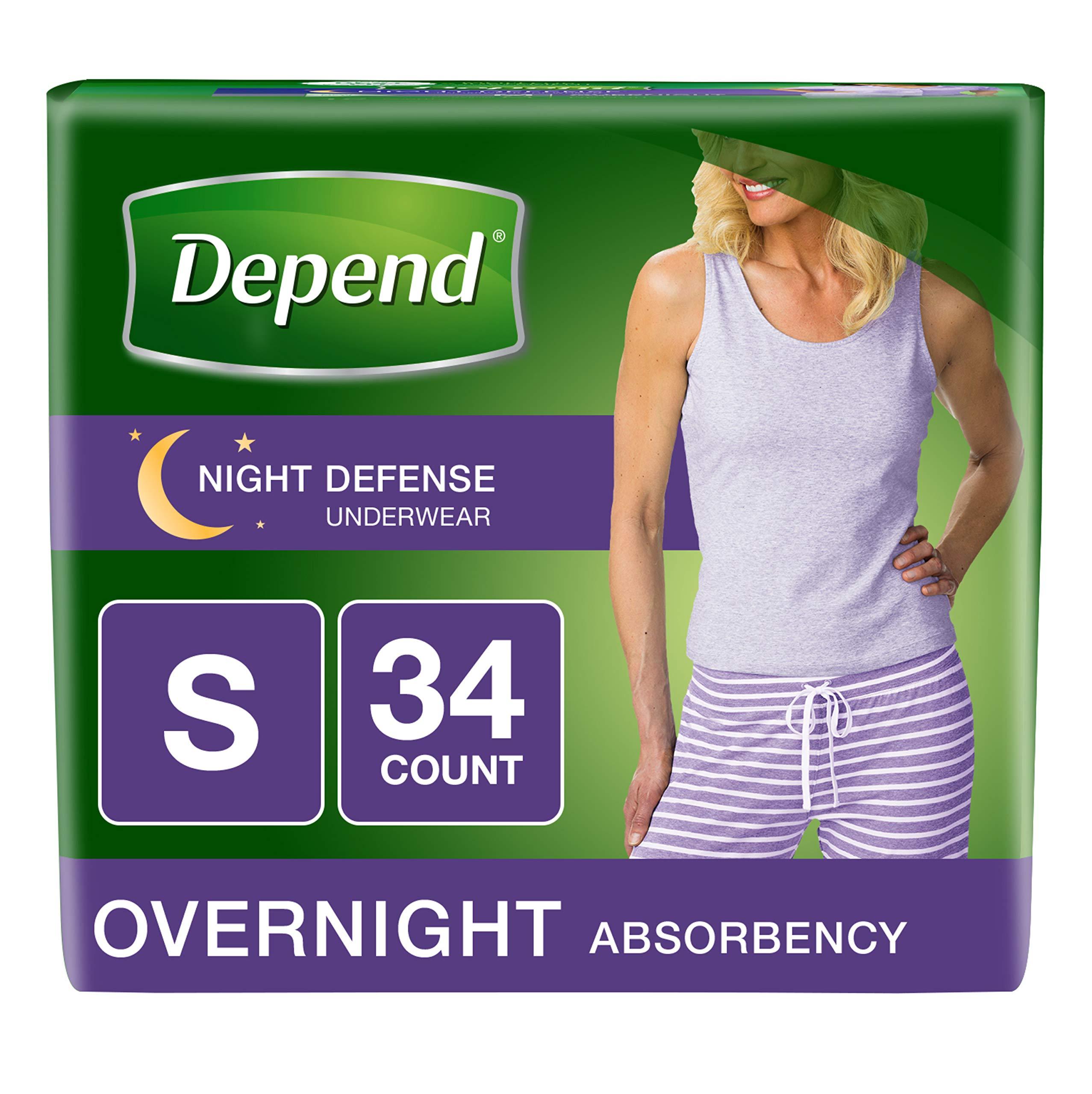 Depend Depend Night Defense Incontinence Underwear for Women, Disposable, Overnight, Small, Blush, 34 Count (Packaging May Vary)