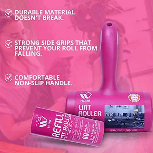 WBM Home WBM Lint Roller Refills, Extra Sticky Lint Remover for Pet Hair, Best for Couch, Clothes & Furniture, Lint Remover, Pack of 4, Total Sheets 240