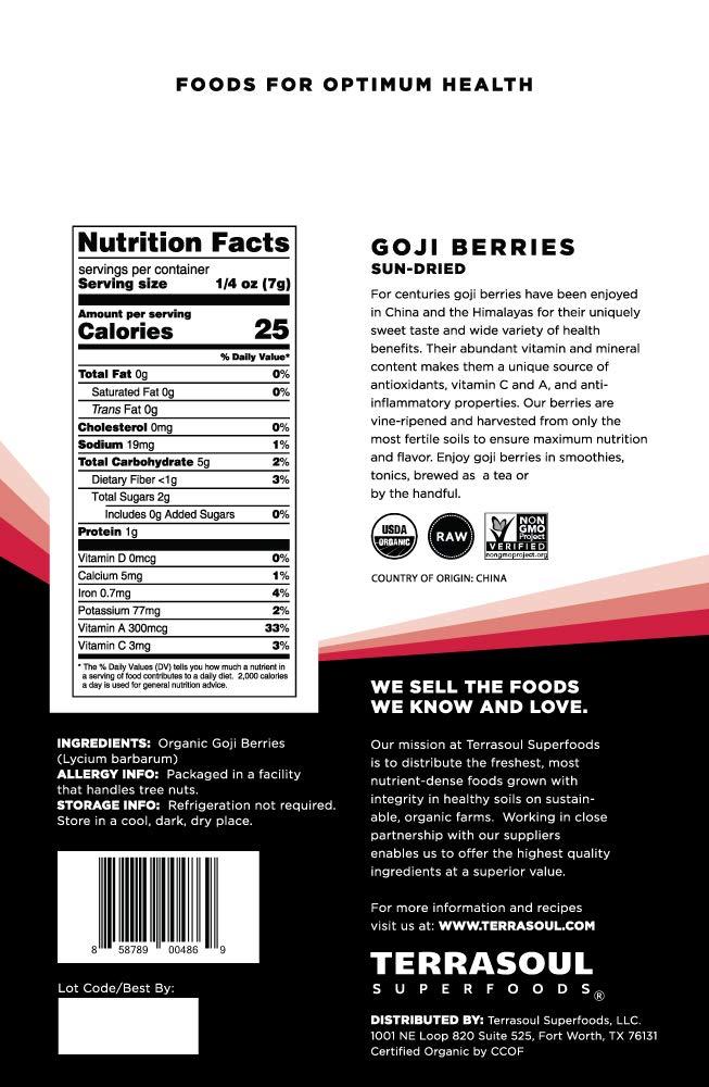 Terrasoul Superfoods Terrasoul Superfoods Organic Goji Berries, 16 Oz - Large Size | Chewy Texture | Premium Quality | Lab-Tested
