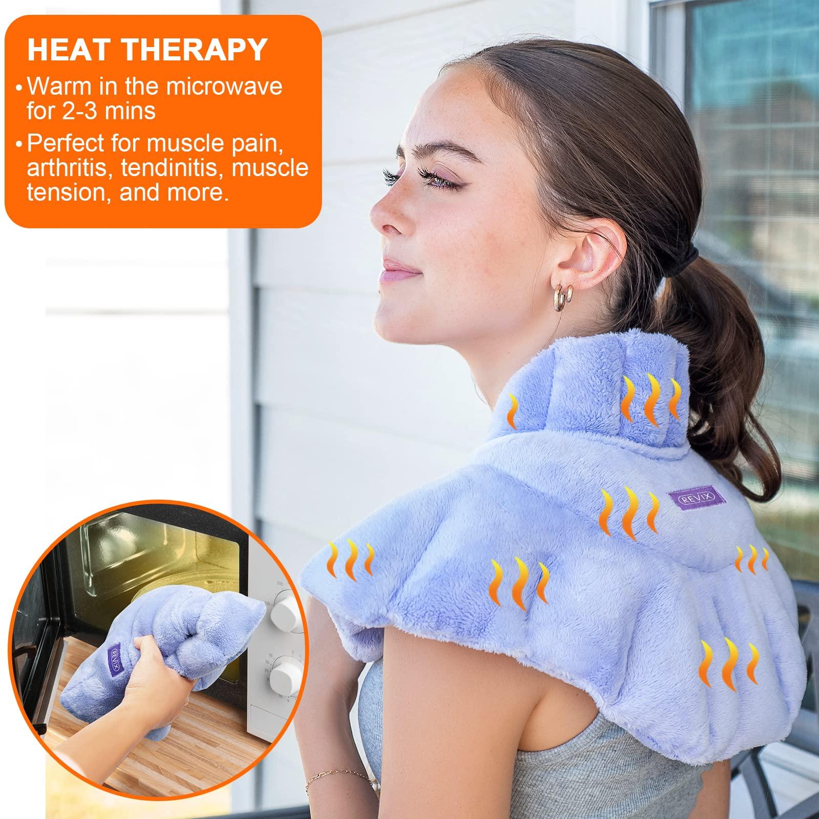 REVIX REVIX Microwave Heating Pad for Neck Shoulders and Microwave Heating Pad for Knee, Weighted Microwavable Heated Neck Wrap Warmer, Microwavable Heated Knee Wrap for Tennis Elbow Treatment