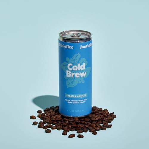 JOE COFFEE COMPANY Joe Coffee Company (NYC Roaster) Black Cold Brew Ready to Drink Coffee Cans (Pack of 12), RFA Certified, Kosher, Climate Friendly, Specialty Coffee