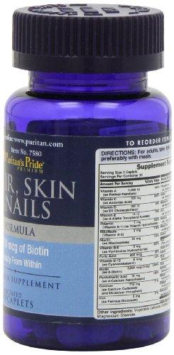 Puritan's Pride Puritan's Pride Hair Skin and Nails Biotin Formula Coated Caplets, 3000 Mcg, 60 Count