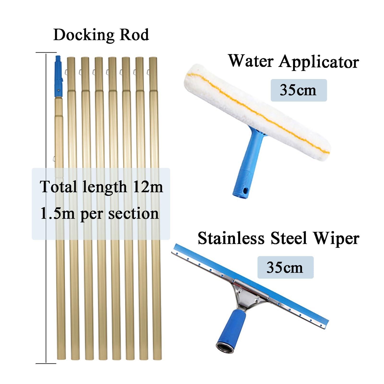 Generic High Altitude Window Cleaning Pole, High Reach Window Cleaner Tool, Squeegee for Window Cleaning with Extension Pole(12m)