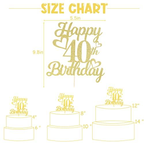 YOUAME YOUAME Happy 40th Birthday Cake Topper - Birthday Cake Topper Decorations, birthday Cake Smash photo booth props, Glitter cake decorating supplies.