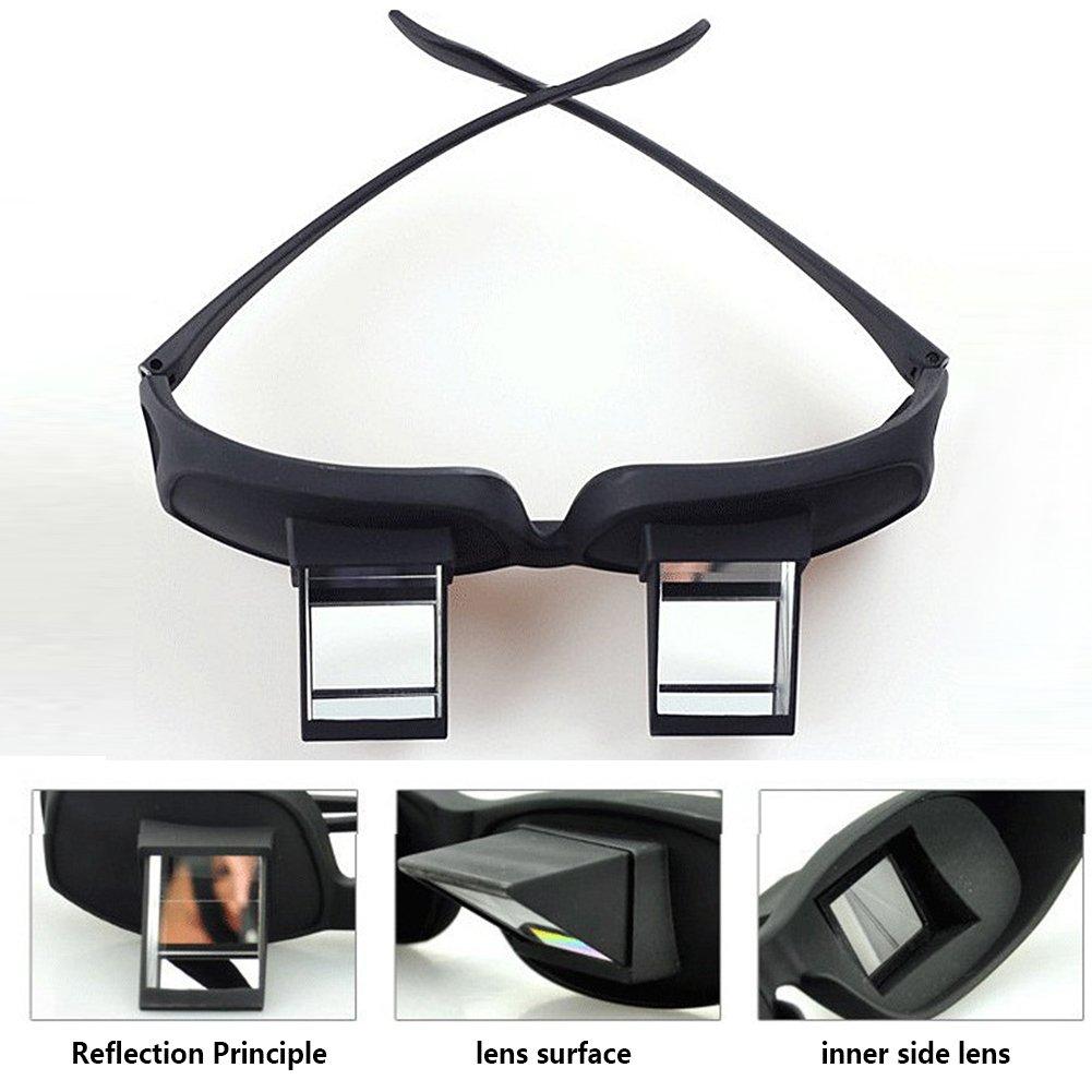 F Flammi Flammi Lazy Glasses Prism Glasses Horizontal Spectacles Lie Down for Reading/Watching TV (Plastic, Black)