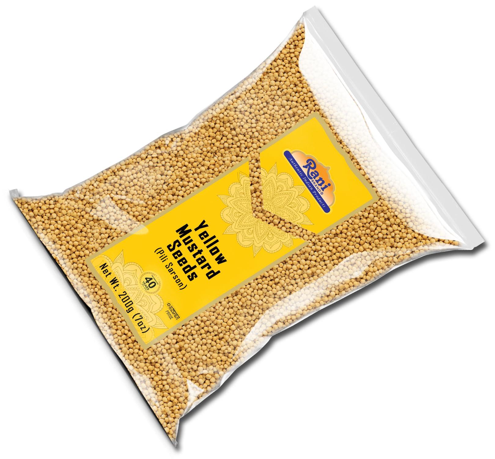 Rani Brand Authentic Indian Products Rani Yellow Mustard Seeds Whole Spice 7oz (200g) ~ All Natural | Vegan | Gluten Friendly | NON-GMO | Indian Origin