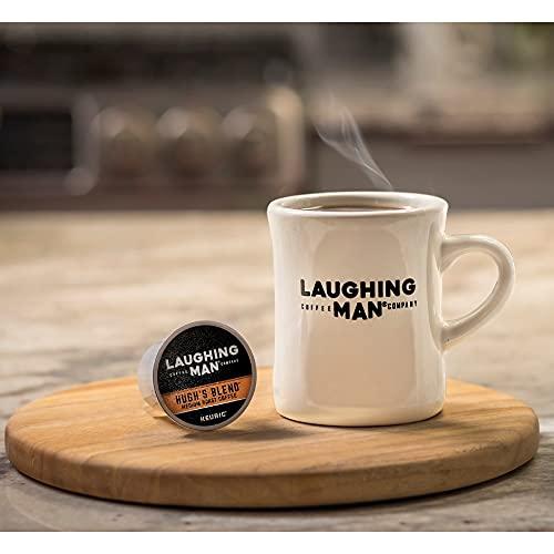 LAUGHING MAN Laughing Man Hughs Blend Keurig Recyclable K-Cup Coffee Pods, Single-Serve Fair Trade Medium Roast Arabica Coffee for use with Keurig Coffee Makers, 88 Count (4 Packs of 22)