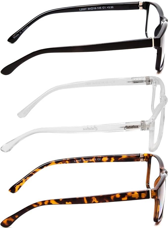 Calabria Calabria L2007 Reading Glasses +3.50 Black/Clear Crystal/Tortoise 3 Pack Variety Men Women Readers Stylish Trendy Eyeglasses