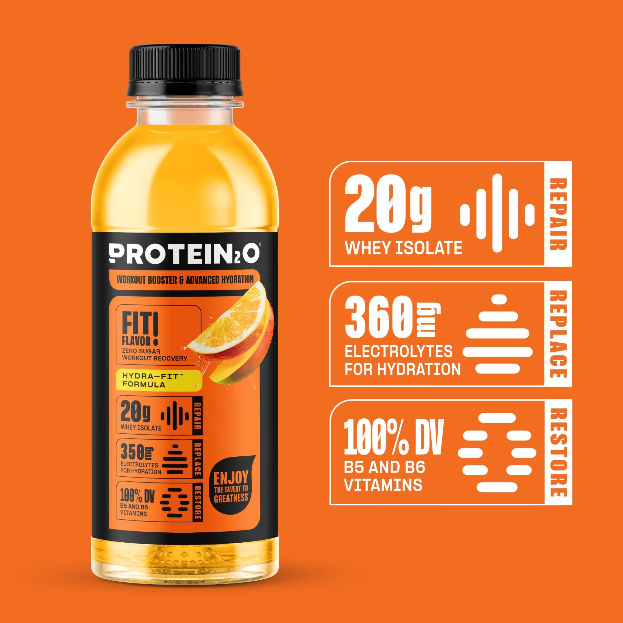 Protein2o Protein2o 20 g Whey Protein Infused Water Plus Electrolytes, Orange Mango, 16.9 Fl Oz, Pack of 12