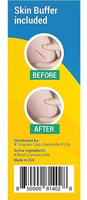 HelsRx HelsRx Liquid Bandage Glue - Invisible Skin Repair Gel for Severe Dry Cracked Heels, Feet, Fingers, Scrapes and Blisters – Waterproof Protection - Includes Applicator Brush and Skin Buffer