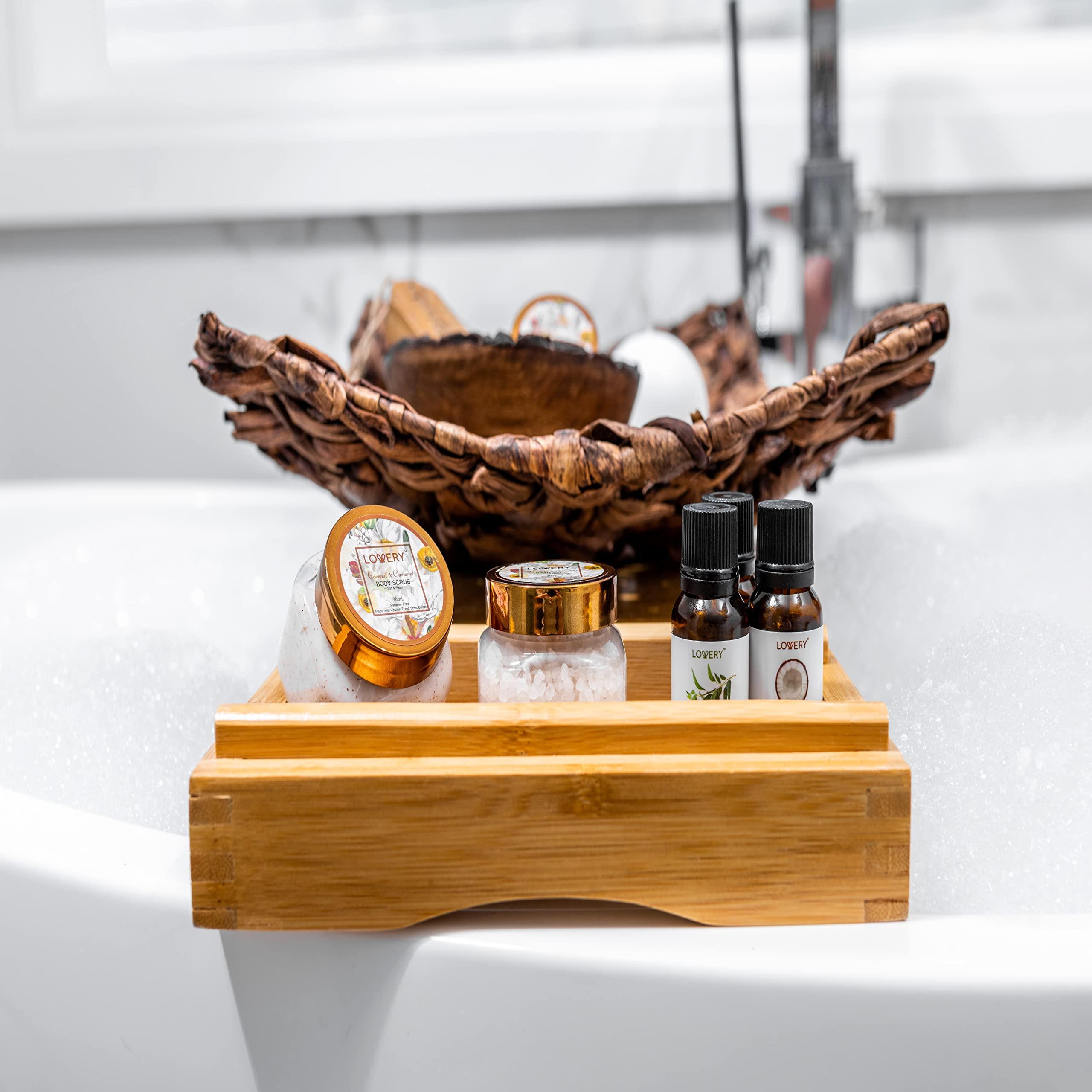 LOVERY Valentines Bath Gift Set, 20pc French Coconut Aromatherapy Spa Gift Basket for Women & Men, Self Care Package Spa Kit, Handmade Gift Box, Body Oils, Organic Lip Balm, Bath Bomb, Spa Gifts for Birthday
