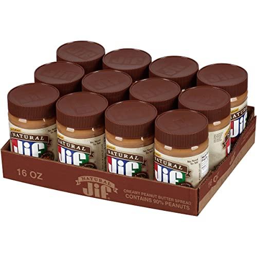Jif Jif Natural Creamy Peanut Butter Spread, 16 Ounces (Pack of 12), Contains 90% Peanuts