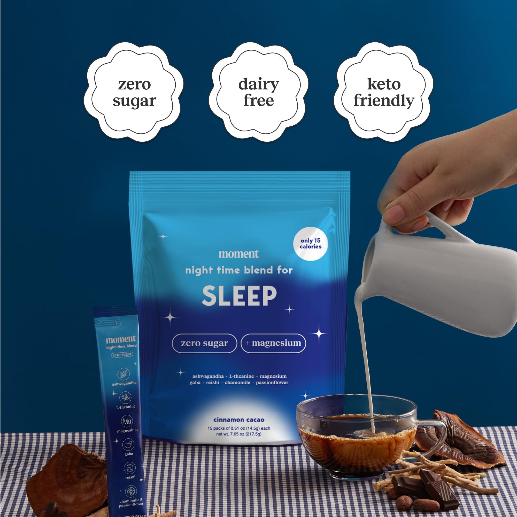 Drink Your Meditation Moment Sleep Powder (SHARK TANK) | Hot Chocolate | Melatonin Alternative | 0 Sugar | Low Calorie | Mushroom Drink | Adaptogens, Reishi, GABA, Magnesium, Chamomile | Keto | Dairy Free | 15 Servings