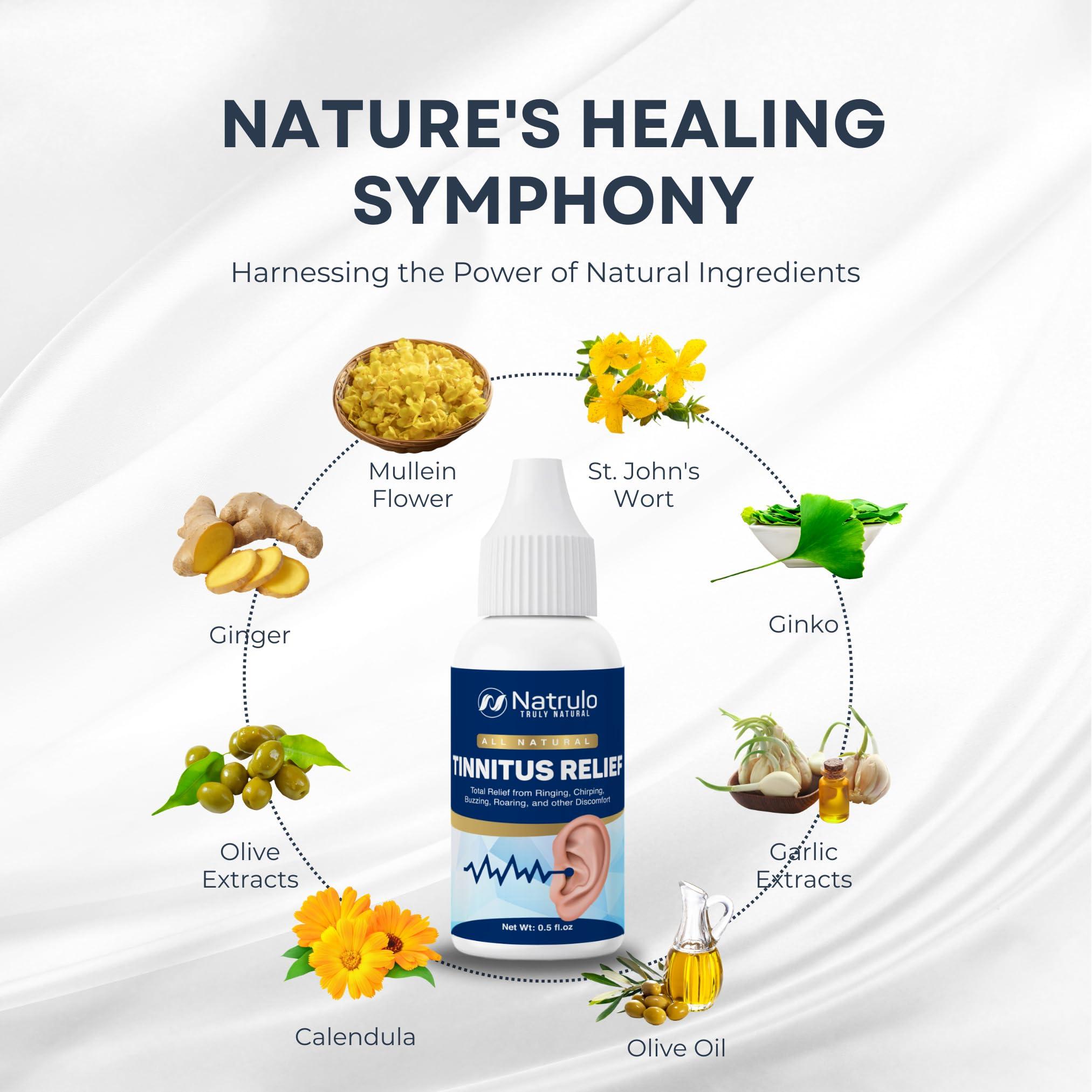 Natrulo Tinnitus Relief for Ringing Ears Natural Ear Ringing Drops for Tinnitus Treatment Sooth Discomfort, Reduce Ear Noise Ear Cleaner Ear Wax Removal Drops Improve Hearing & Ear Health, Made in USA
