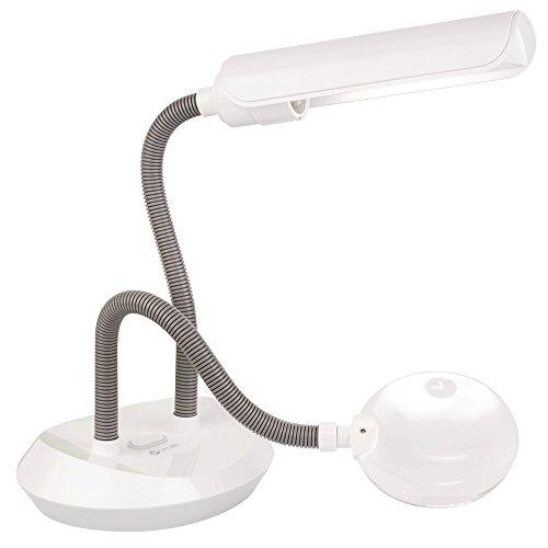 OttLite OttLite Duoflex Magnifier Lamp, 13 Watt, White – 2X Optical Grade Magnification, 5X Spot Magnifier, Flexible Neck Height, Modern Design, for Needlework & Crafting