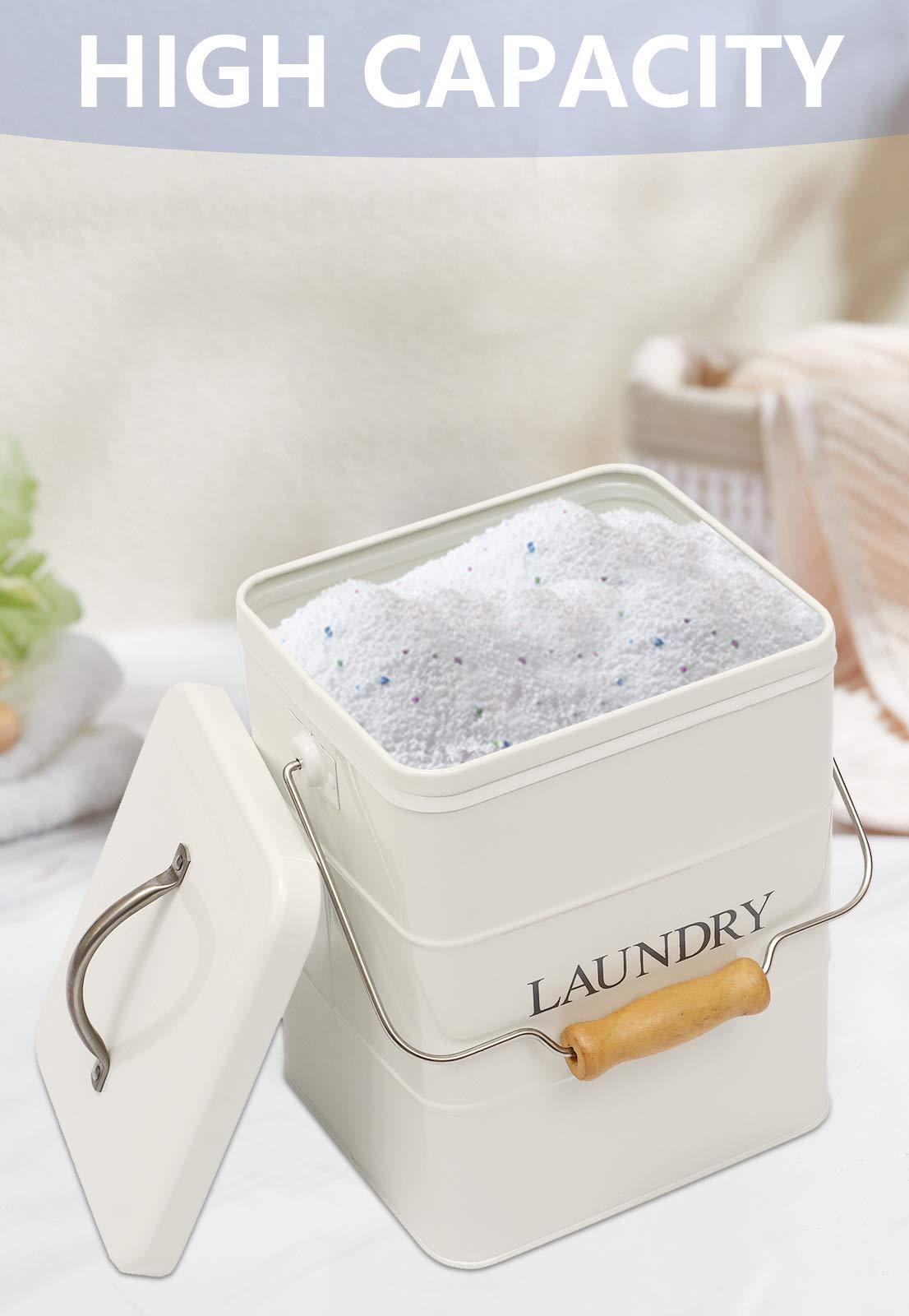 Xbopetda Xbopetda Laundry Powder Bin, Washing Powder Storage Tin with Scoop, Airtight Lid & Handles, Laundry Detergent Powder Storage Box - Perfect for Holding Pods Tablets Capsules Powder Detergent-White