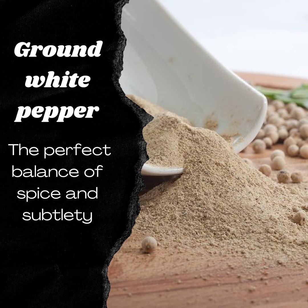 Jellybean Foods JellyBean Foods Gabby\'s Ground White Pepper - White Pepper Powder - Culinary White Pepper - White Pepper Enhance Flavor - Small Batch Ground White Pepper - Easy White Peppercorn Powder (5 oz)