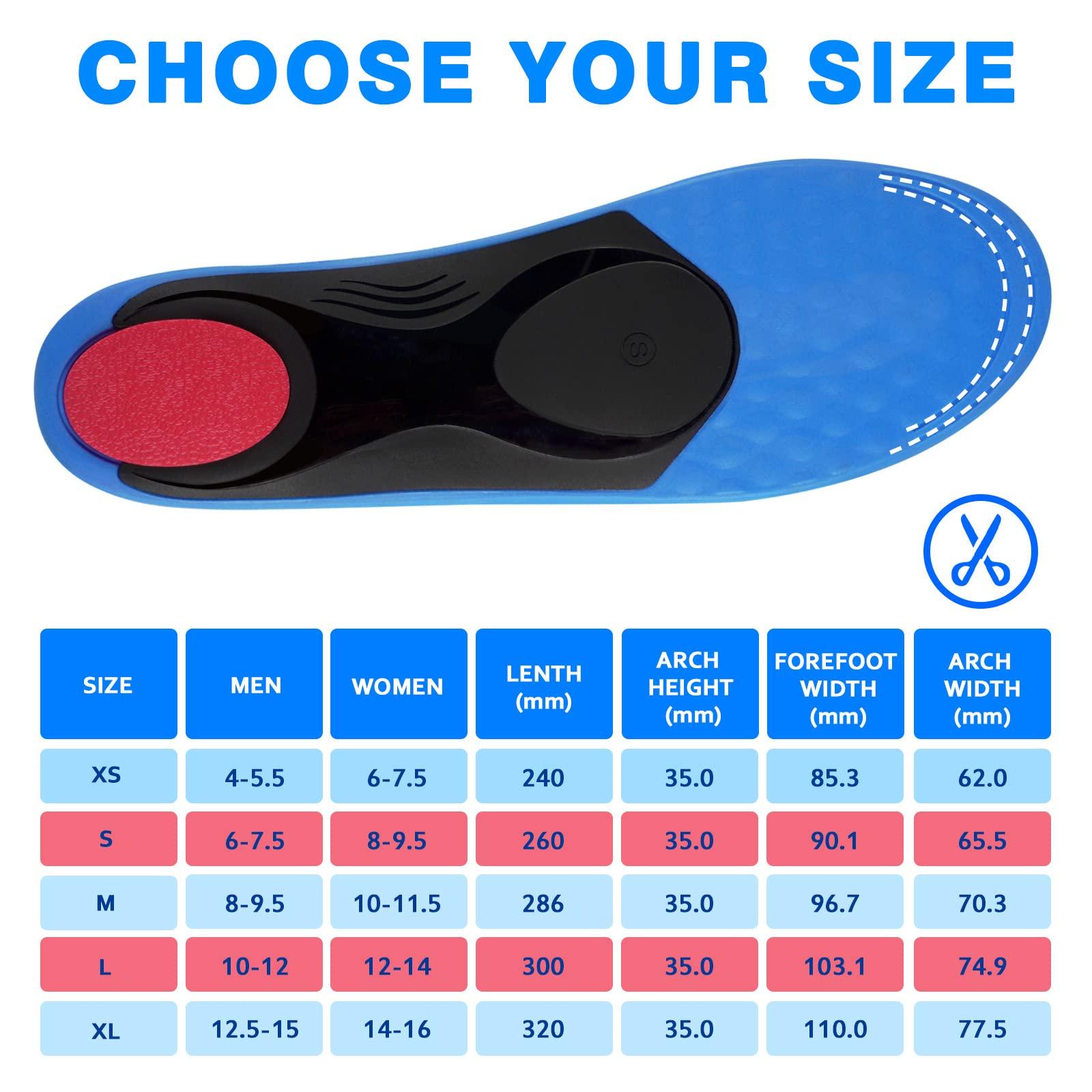 Kelaide Orthotics Arch Support Metatarsalgia Insoles - Mortons Neuroma Inserts Relief Ball of Foot Pain - Orthopedic Insoles for Flat Feet - Shoe Inserts for Plantar Fasciitis (Red M)