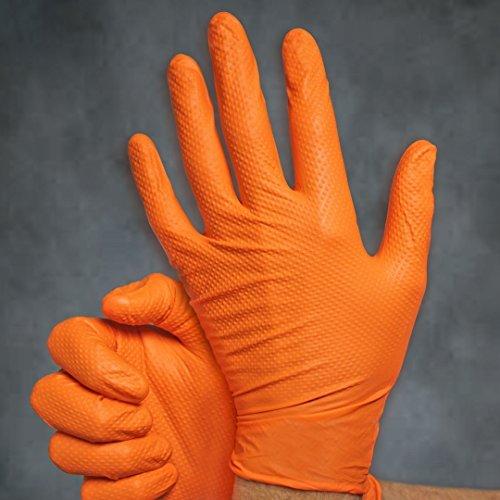 Adenna Adenna DLG678 Dark Light 9 mil Black X-Large Nitrile Exam Gloves Box of 90 and CAT456 Orange Large Raised Grip Nitrile Gloves Box of 100 Bundle